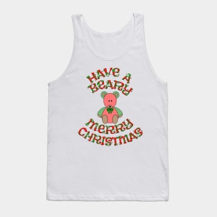 Beary Merry Christmas Teddy Bear Design Tank Top